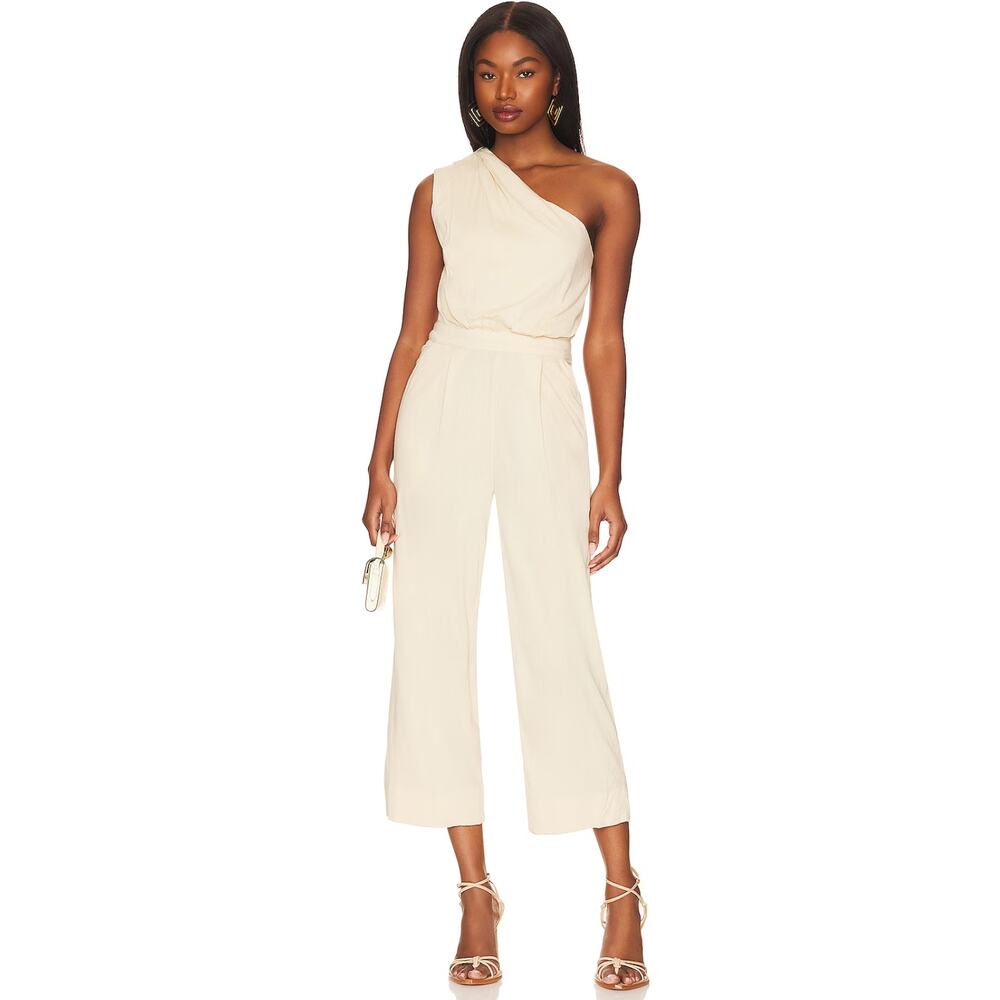 Free People Avery Jumpsuit One‎ Shoulder Cropped Sand Washed Out 2 NEW